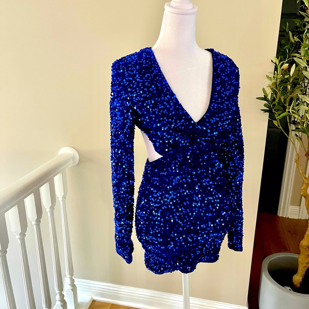 SHEIN Blue Long Sleeve Dress